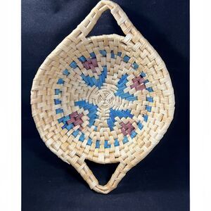 Vintage Woven Coil Fruit Basket Wall Basket With Handles